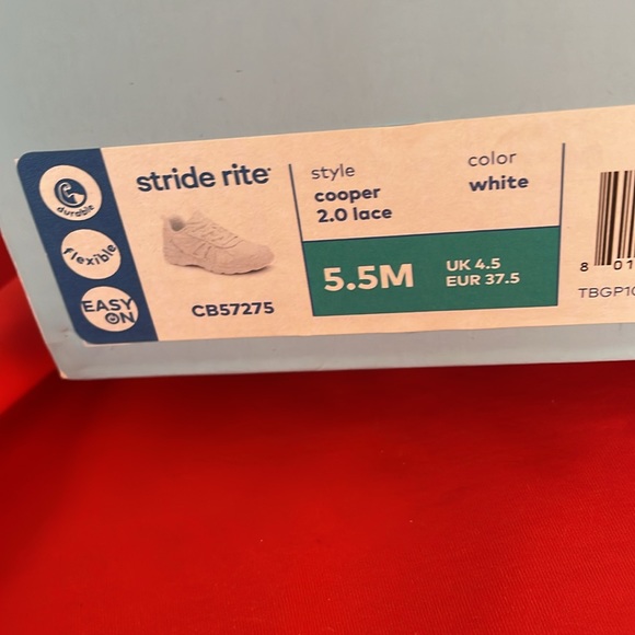 STRIDE RITE Girls White Tennis shoes Sz. 5.5 - Picture 2 of 7